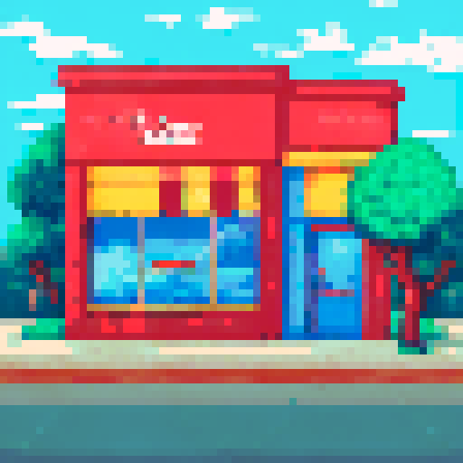 A pizza shop with a menu.