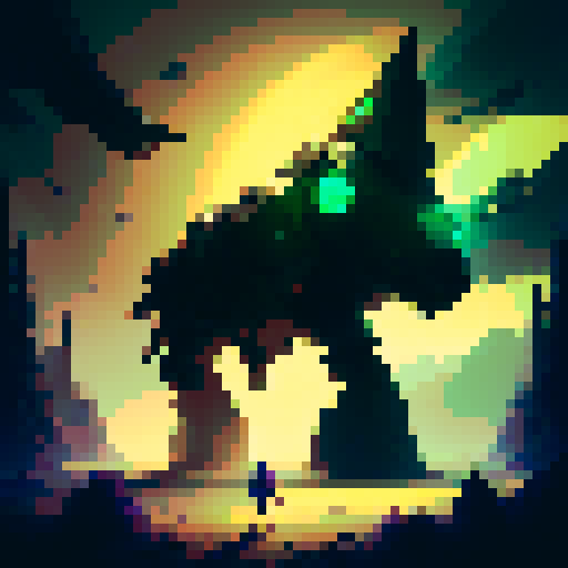 pixel art character, adventurer, light armor, 64x64 resolution, full body, fantasy RPG style, gleaming sword, lush green forest, magical creatures, vibrant sunset sky, swirling clouds, rays of golden light, Male