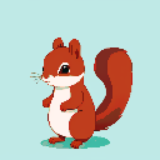 squirrel standing sideways against a clear single color background