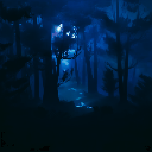 Night forest, dark background, scary
