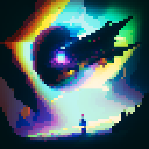 mystery box with vibrant colors, glowing from within, pixelated and vibrant hues, reminiscent of retro video games, sRGB color profile