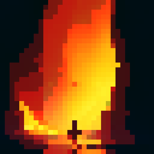 Living ember of flame flickering in a fiery hell(not a dragon, close up image, card art, simple, few colors