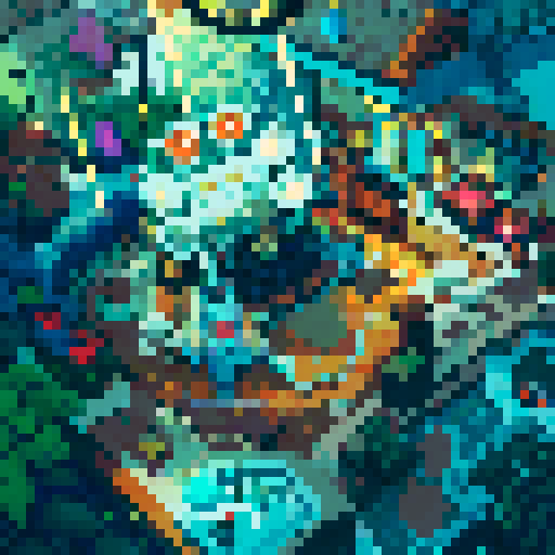 vibrant colors, intricate details, sharp edges, pixel art, sRGB