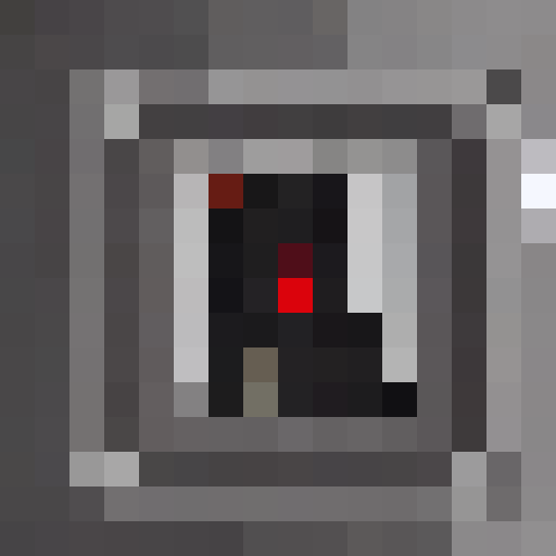 16x16 pixel portrait of a doe-eyed tuxedo cat, with a tiny pink nose, standing atop a stack of heart-shaped pillows, surrounded by floating love letters and framed by a bright red heart border.