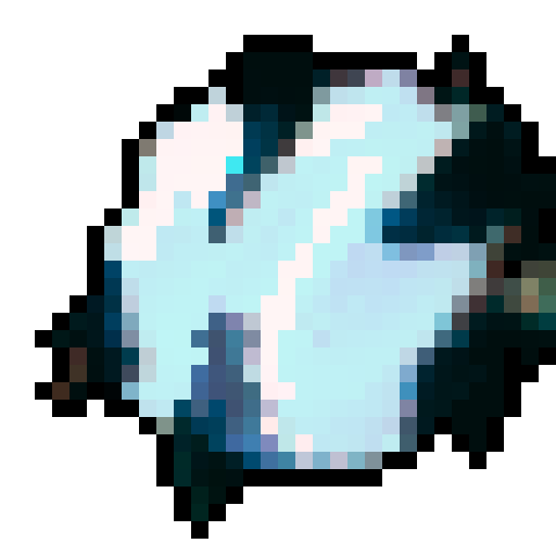 dark colored transparent crystal, smooth, glowing, fantasy RPG, 32x32