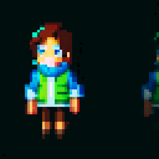 Create the character shown in the reference image in better pixel art that is more relevant today