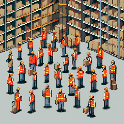 warehouse workers, Amazon Germany, different age groups, ethnicities, colors