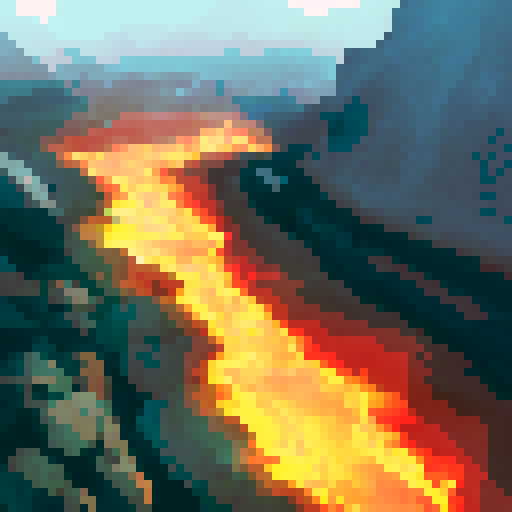 Fiery eruption spewing molten lava, towering ash clouds, jagged rocks jutting out of the earth, and a lone figure standing in awe amidst the chaos - all depicted in a dramatic landscape portrait style.