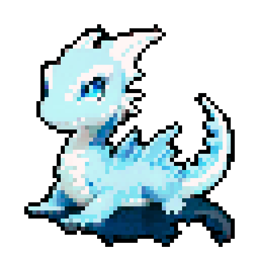 A sleek, blue-scaled dragon with fins along its back and tail. It has a calm and serene expression, with water droplets glistening on its scales. Its wings are adapted for swimming, and its eyes are deep and reflective like the ocean. No background.
