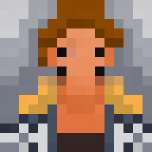 Pixelated crypto enthusiast female face,  in a tightly framed 16x16 close-up portrait.