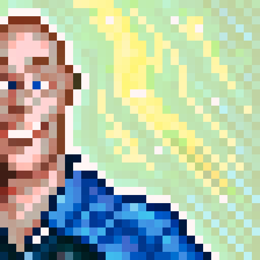 pixel portrait, close up, Victor Hovland professional golfer, smiling, game icon, skill art, 32x32 pixel art, sRGB