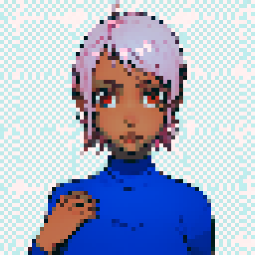 Teenage black girl with pink hair and orange eyes