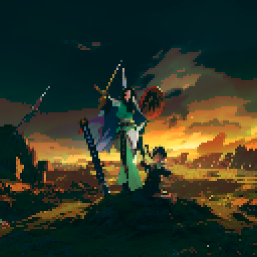 Put a katana , a large shield and two daggers in The Middle of the image too