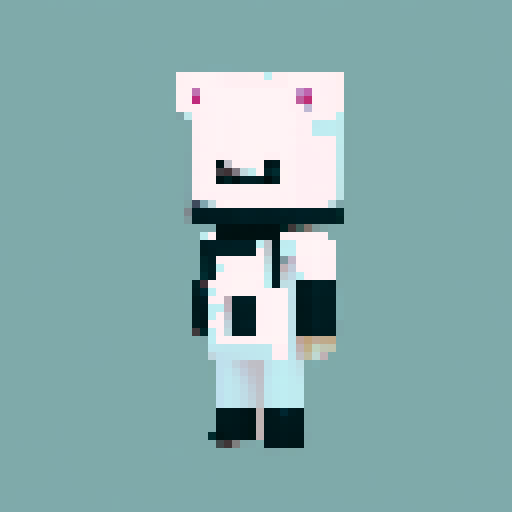 "Please generate a character design for a villain in a game. The character should be an animal and use only black, white, and gray colors. The overall shape of the character should be more rectangular."