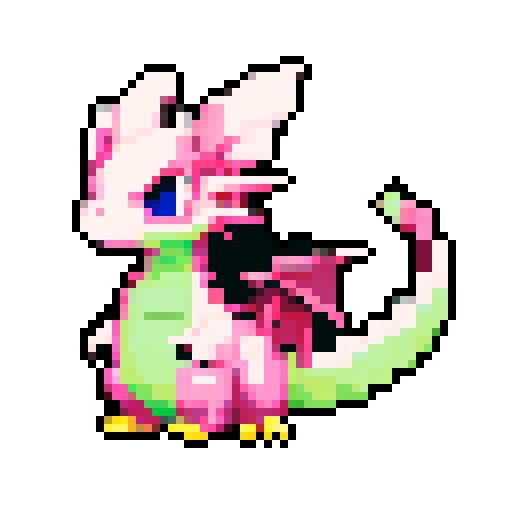 A slightly larger dragon with vibrant scales and growing wings. It has a playful yet determined expression, with small horns starting to sprout from its head. Its eyes are bright and curious, and it breathes small puffs of smoke. No background.