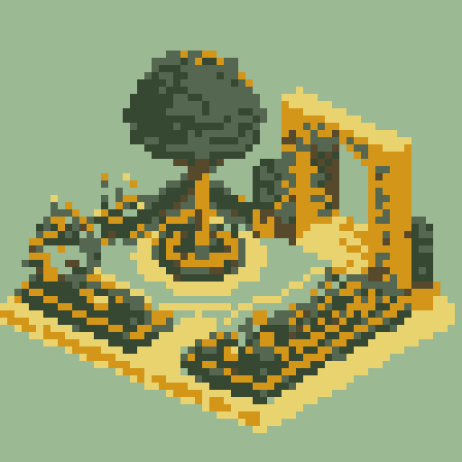 topiary plant, isometric asset, decorative pot, art nouveau garden, fantasy RPG, lush green foliage, intricate geometric shapes, vibrant colors, ornate details, whimsical characters, magical atmosphere, retro video game aesthetic