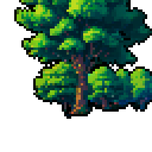 tree and bushes, no background