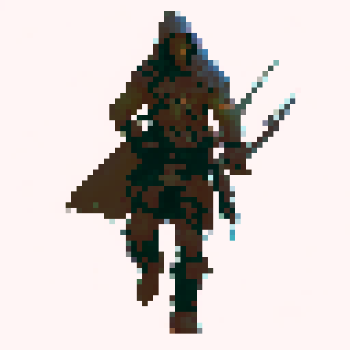 cloaked bandit wielding a bow