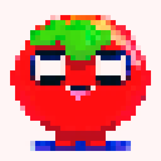 strawberry, vibrant red, juicy, pixelated, retro, sRGB