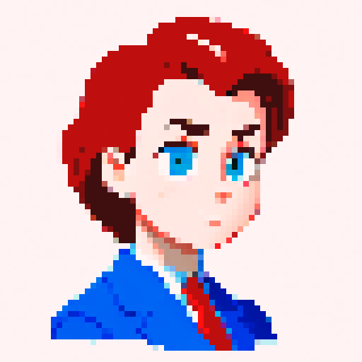 minister of foreign affairs, front view, pixel art, detailed facial features, clean lines, vibrant colors, small dot shading, retro aesthetic, bust, man