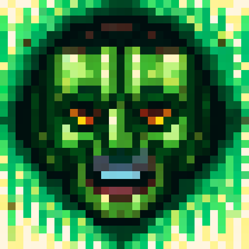 frankenstein monster sewn together from various characters such as a duc, a frog, and a goblin