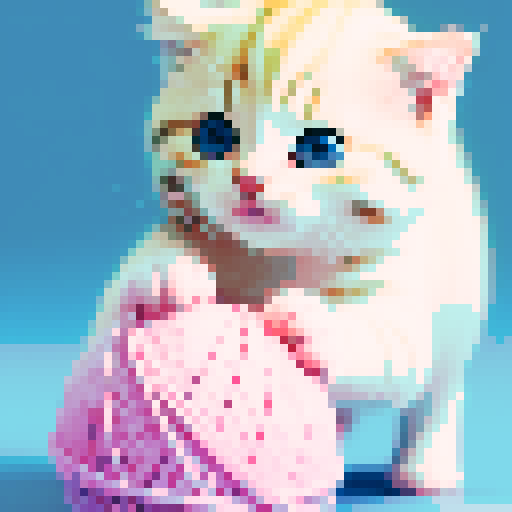 kitten playing with a yarn ball, pastel colors