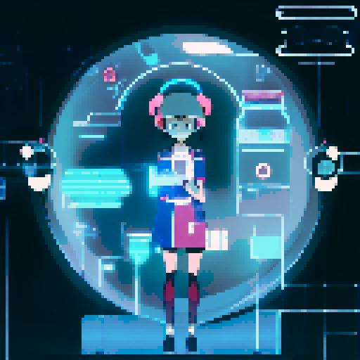 Robot nurse checking vitals of injured man, surrounded by glowing medical equipment and beeping monitors, with a futuristic cityscape visible through the window in the background