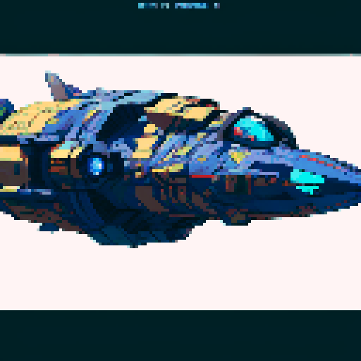 spaceship, sideview, vibrant galaxy, swirling nebulas, twinkling stars, pixel art, srgb