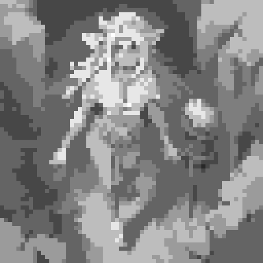 busty succubus, skin tight lace, deep v-neck crop top, intricate druidic staff, pixel art, sRGB