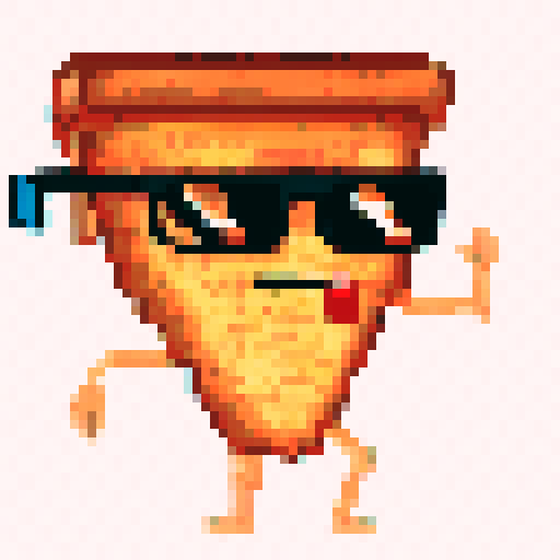 pizza slices with different traits (glasses, body, mouth, eyes, border, background)