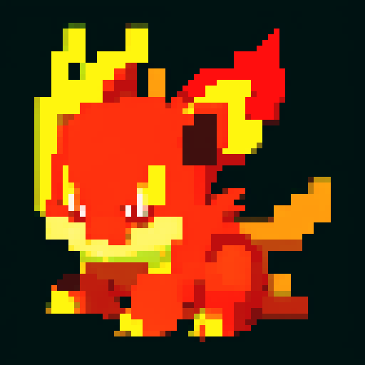 Pokemon style fire type starter, no background
