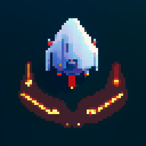 a transparent pure 2d sprite for a space game. It needs to look like the top view of a simple spaceship all by itself with the background transparent ,style of the 80s. The spaceship should not have any shadows.