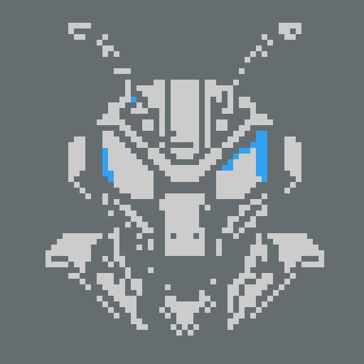 praying mantis helmet, retro 8-bit, intricate detailing, sharp angles, pixel art, 4 colors limit