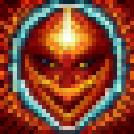 Fiery volcanic blast skill art, flaming, red vivid colors