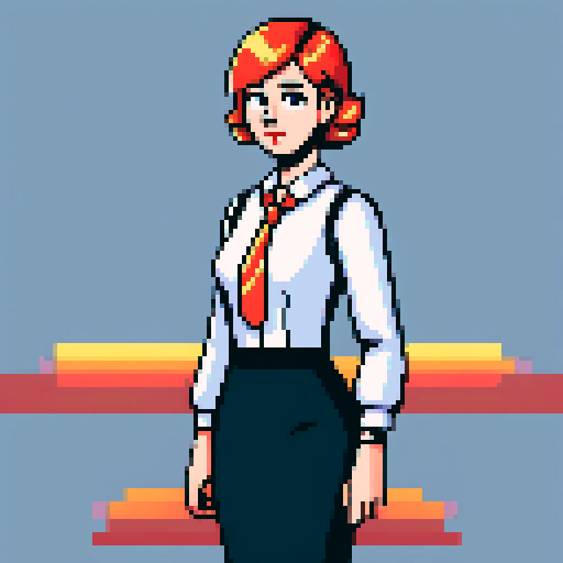 Young HR manager, formal dress, German national, pixel art, sRGB