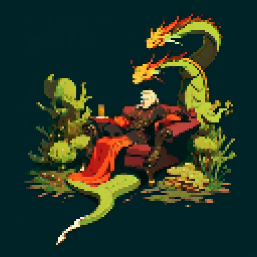 dragon, hoard of gold coins, dragon laying on pile of gold coins, dragon lounging, dragon alone, full-body image of dragon