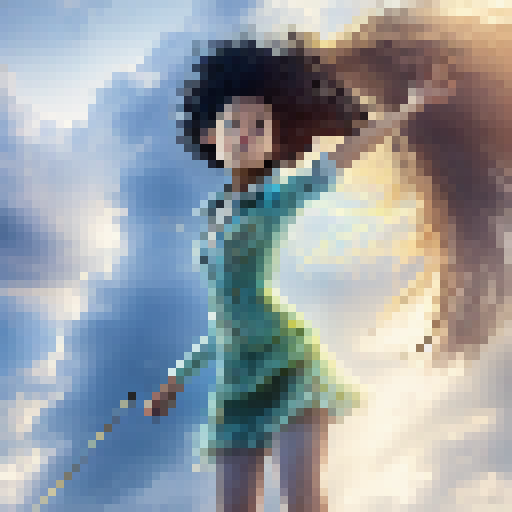 Magic-wielding girl on a deserted beach, surrounded by mythical creatures, facing a stormy sky as she conjures a protective shield.