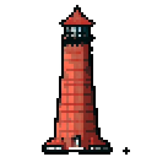 red clay shingle tower minnaret. Usable as an asset (clear, thick lines and a white background)