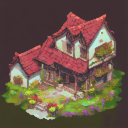 An old inn with fire and lightning