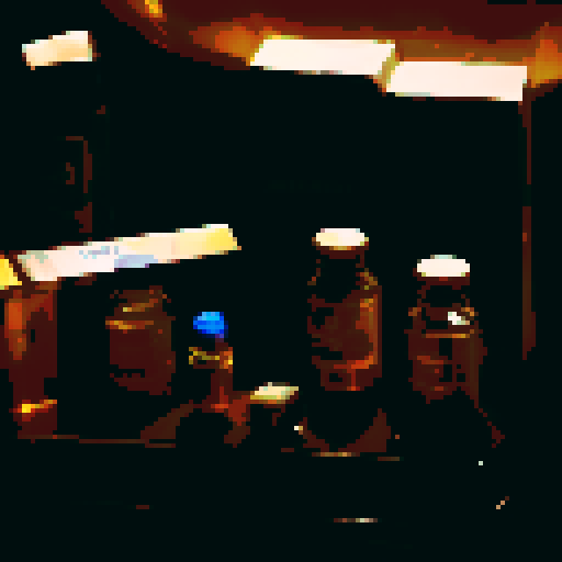 Antivenin, medical bottle, medical box, night time, yellow warm light
