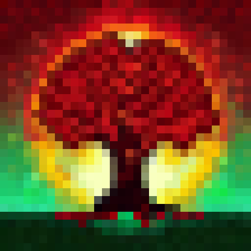 soul tree with a heart as its roots and a sunset in the background with birds in the air