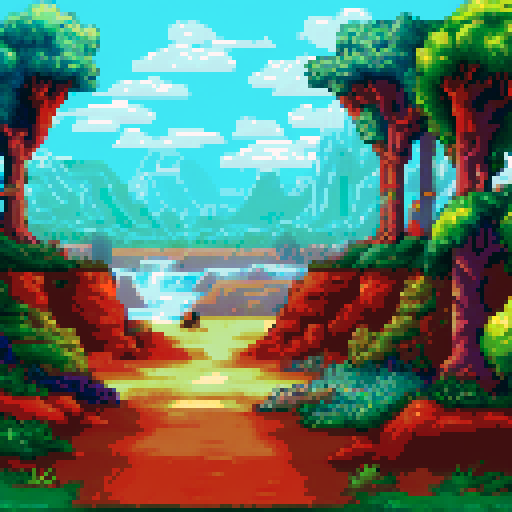 nudes, naked girls, sexy body, big boobs, sRGB, pixel art, background, landscape