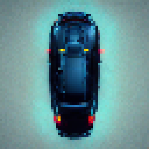 Neon city car, cyberpunk, top view, detailed