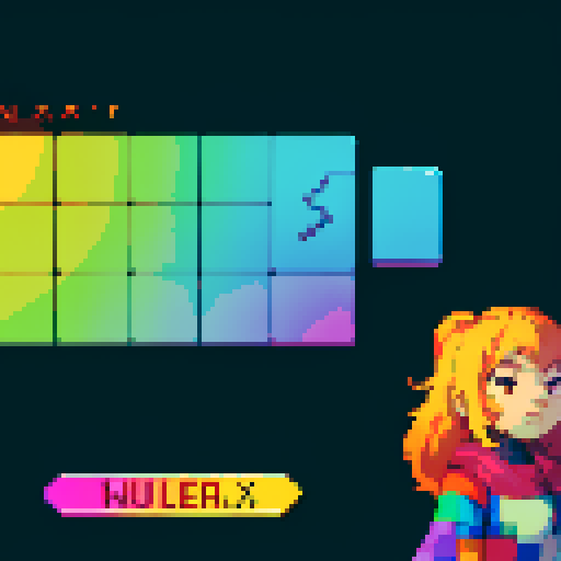 A logotype for a puzzle game named Chroma Grid, using 16 colors.