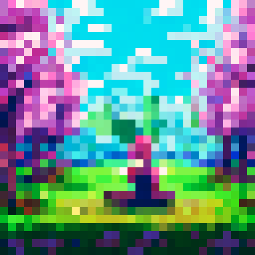 anime girl sitting on a grassy hillside, surrounded by cherry blossom trees