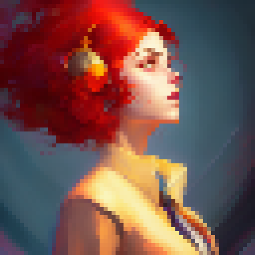 Red from transistor game, colorful, portrait 