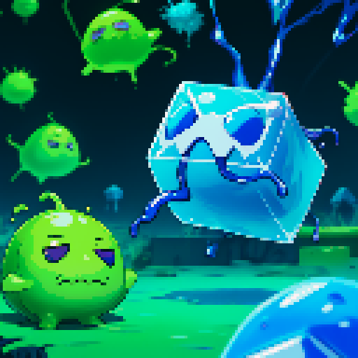 Blue Slime cube, Gelatinous cube, giant Slime, boss fight