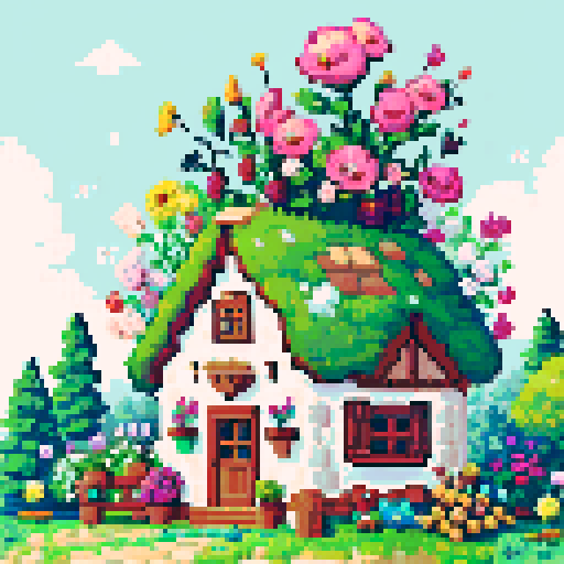 cute cottage pixel art style