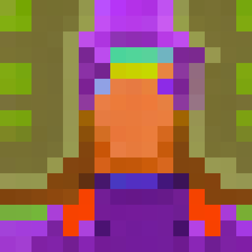 Otherworldly avatar, glowing eyes, pixel art, game icon, 16x16, close up, portrait