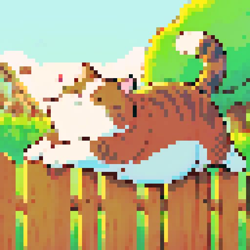 fat cat stretching on the fence, cartoon style
